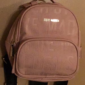 Designer Steve Madden Medium Backpack Purse / Pink / Roségold Color / Imprint